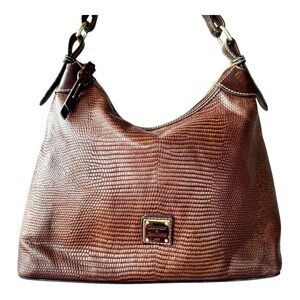 Dooney & Bourke Brown Embossed Leather Hobo Bag